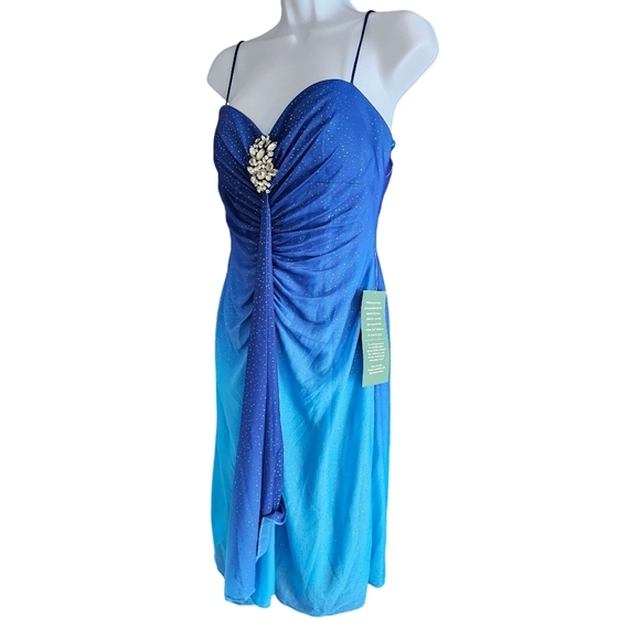 NWT Reign One 11/12 ombre royal turquoisedress rhinestones